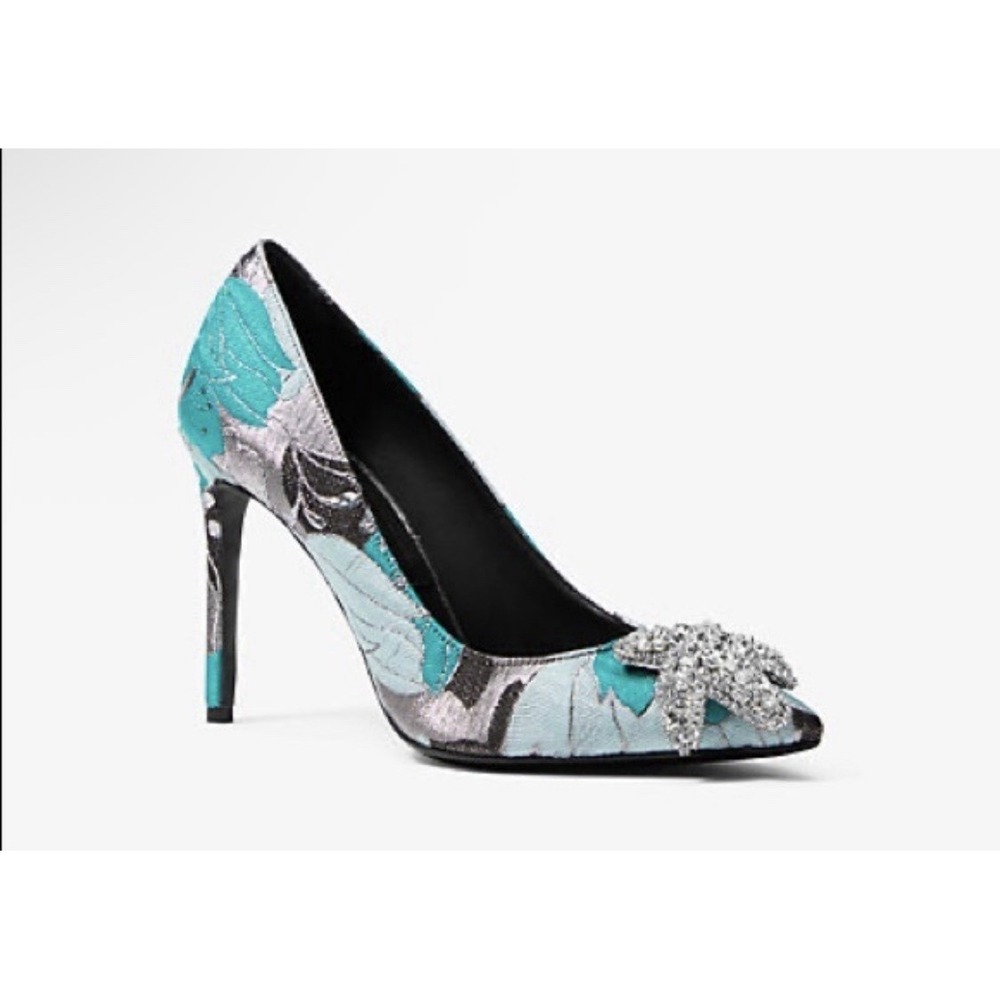 Michael Kors Collection Gretel embellished floral brocade pumps Size 7 Mermaid